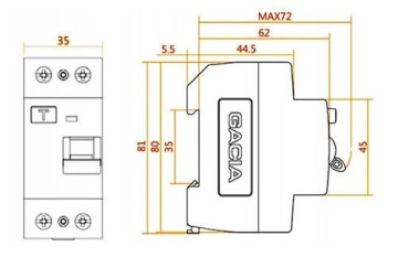 АВТОМАТИЧЕСКИЙ ВЫКЛЮЧАТЕЛЬ остаточного тока 25А 2П 30мА переменного тока GACIA
