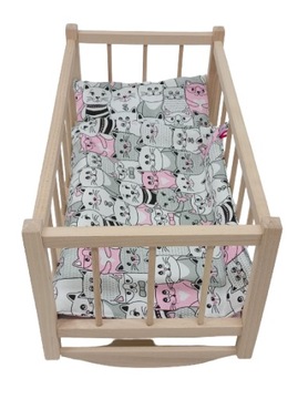 KOŁYSKA DLA LALEK DREWNIANA DLA LALKI +POŚCIEL 3EL