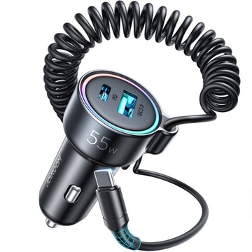 Ładowarka samochodowa 3 w 1 z kablem USB Typ C 55W
