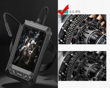 ИНСПЕКЦИОННАЯ КАМЕРА Трубный эндоскоп 4 насадки 1080P FULL HD 5-дюймовый IPS-ЭКРАН