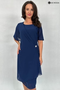 ELEGANCKA WYSZCZUPLAJĄCA ZWIEWNA SUKIENKA PLUSSIZE WESELE (50-60) ROZ: 52