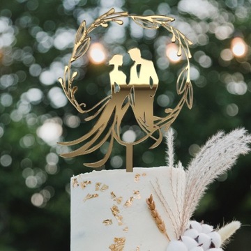 Свадебный топпер НОВАЯ ПАРА фигурка жениха и невесты на свадебный торт, золотое зеркало