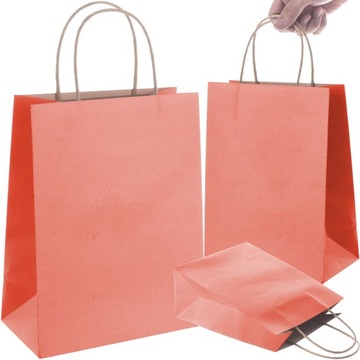 TORBA PAPIEROWA CZERWONA A4 240/100/320 50 SZT TOREBKA EKO NA PREZENT