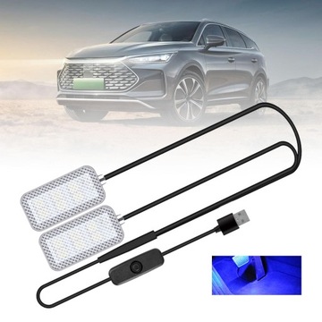 Светодиодные автомобильные фары USB, универсальные водонепроницаемые с переключателем синего цвета 5 В