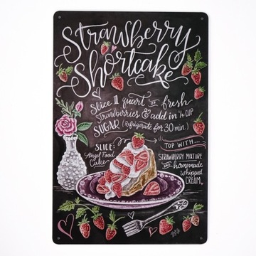Tabliczka dekoracyjna metalowa STRAWBERRY SHORTCAK