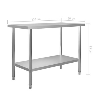 vidaXL Кухонный рабочий стол 120x60x85 см, нержавеющая сталь