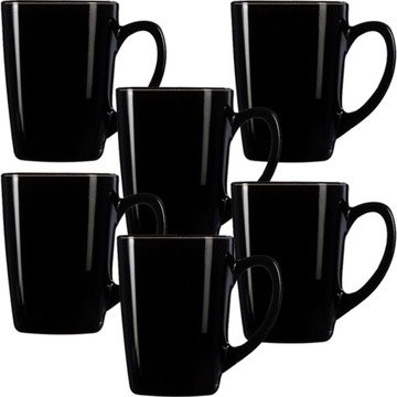 6x KUBEK CZARNY 300 ML ZESTAW KUBKÓW SZAKLANYCH NA PREZENT KOMPLET SZKLANEK