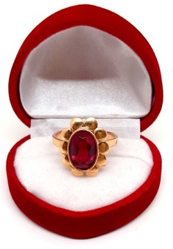 Złoty pierścionek Kwiat z rubinem PR.583 W:4,43gr R.17 InterSKLEP