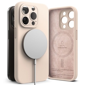 SILICONE MAGNETIC MAGSAFE IPHONE 15 PRO PINK SAND