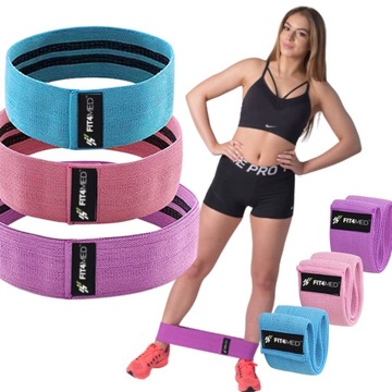 ZESTAW 3 GUM ĆWICZEŃ HIP BAND FITNESS CROSSFITHIP