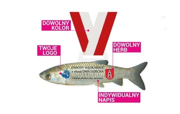 Medal wędkarski ryba AMUR + opis, wstążka 11x3