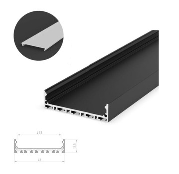 PROFIL LED NAWIERZCH. SZEROKI 2M CZARNY+ OSŁONA ML