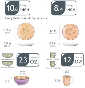 красочная посуда с рисунком в стиле БОХО ETNO VANCASSO TULIP SERVICE 16 шт./4 чел.