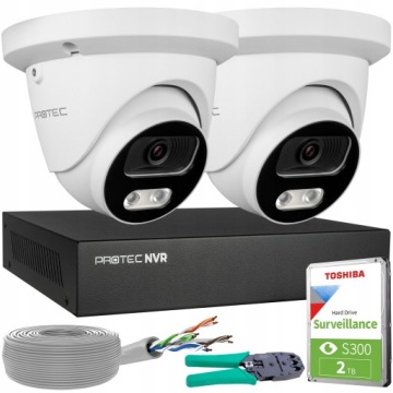 Monitorování 2 kopulových kamer Ip 5MPX Poe Vnitřní externí Hdd