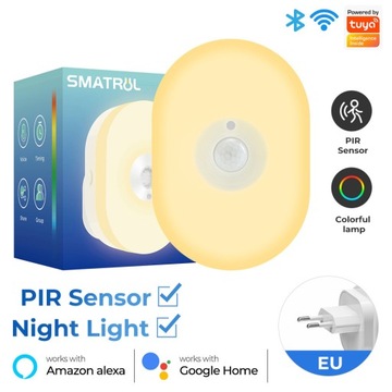 Tuya SMART LAMPKA NOCNA RGB Z CZUJNIKEM RUCHU