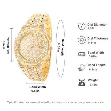 HipHop Iced Out zegarki damskie męskie luksusowe data Quartz Bling pełne k