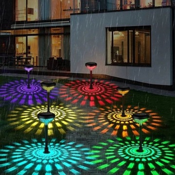 Набор из 2 шт. Декоративная садовая лампа на солнечных батареях LED RGB/теплый белый