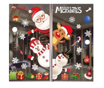 ДВУХСТОРОННИЕ РОЖДЕСТВЕНСКИЕ НАКЛЕЙКИ ДЛЯ ОКОН XXL БОЛЬШОЙ НАБОР ДЛЯ ОКОН WINDOWS