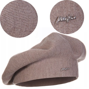 BERET DAMSKI KLASYCZNY ZIMOWY PRODUKT POLSKI MAJKA ELEGANCKI BEŻOWY BEŻ