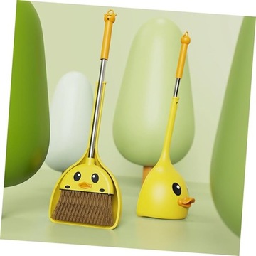 Мини-набор для уборки для детей, метла с совком, желтая утка.