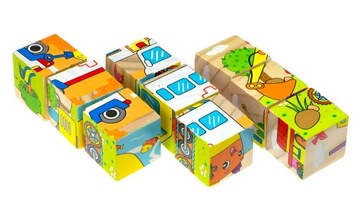 ДЕРЕВЯННЫЕ БЛОКИ С КАРТИНКАМИ ПАЗЛ ТРАНСПОРТ 6в1