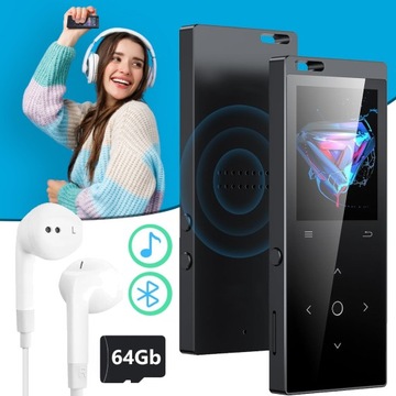ODTWARZACZ MP3 Z KOLOROWYM EKRANEM 1,77 CALA, 64GB ODTWARZACZ BLUETOOTH