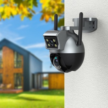 ДВОЙНАЯ НАРУЖНАЯ ВРАЩАЮЩАЯСЯ КАМЕРА TUYA SMART НА ПОЛЬСКОМ ЯЗЫКЕ 4MPX IP WIFI