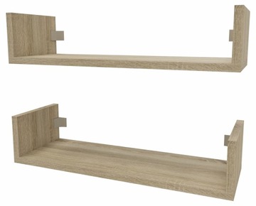 Półka wisząca ścienna do salonu zestaw 2 półek na książki 2x60cm dąb sonoma