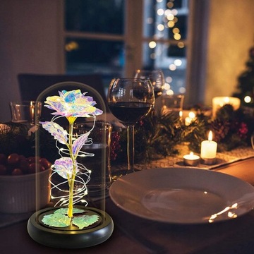 ВЕЧНАЯ РОЗА В СТЕКЛЕ СВЕТЯЩИЙСЯ СВЕТОДИОДНЫЙ ЦВЕТОК ИДЕЯ ПОДАРКА НА ЖЕНСКИЙ ДЕНЬ