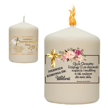 ПРИЧАСТНАЯ СВЕЧА С ПРИНТОМ СПАСИБО ЗА ГОСТЕЙ СУВЕНИР ПЕРВОГО ПРИЧАСТИЯ