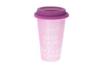 KUBEK Z POKRYWKĄ SYLIKONOWĄ KEEP CALM RÓŻOWY