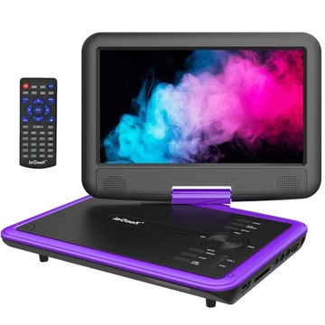 PRZENOŚNY SAMOCHODOWY ODTWARZACZ DVD 9'' LCD FIOLETOWY na 2000mAh Baterią