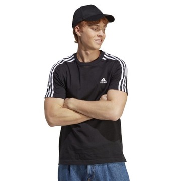 L Koszulka męska adidas Essentials Single Jersey 3-Stripes Tee czarna IC933