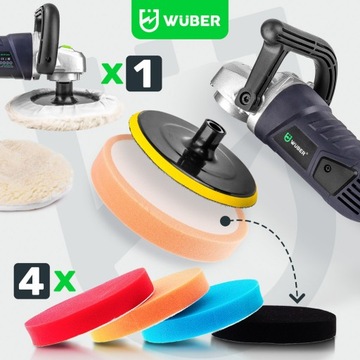 АВТОПОЛИРОВАЛЬНАЯ МАШИНА С РЕГУЛИРУЕМОЙ СКОРОСТЬЮ + НАБОР ГУБКИ + ВОЙЛОК