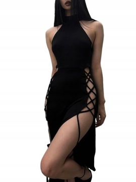 SUKIENKA GOTH DAMSKA ELEGANCKA GOTHIC LZNUROWANA
