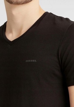 DIESEL Intensywnie Czarna Męska Koszulka Dekolt V-neck Serek_ XL