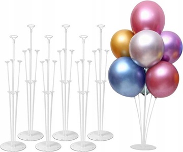 ZESTAW 7 SZTUK STOJAK STELAŻ NA BALONY PO 7 PATYCZKÓW URODZINY ŚLUB
