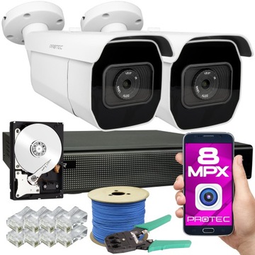 CYFROWY MONITORING 2 KAMERY IP 8MPIX 4K PREMIUM UHD APLIKACJA POWIADOMIENIA