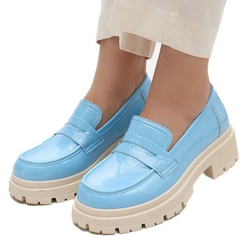 VL204 BLUE NIEBIESKIE MOKASYNY DAMSKIE NOPPEL 40