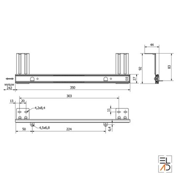 Направляющие полки и ящика под стол для клавиатуры 80х36 *ВЫБОР ЦВЕТА*