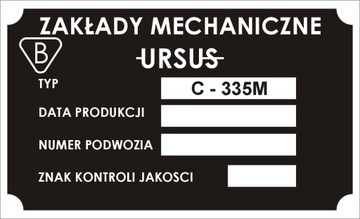 Tabliczka znamionowa ciągnik URSUS C335M wzór 2