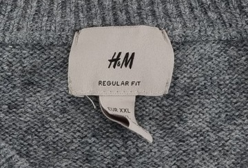 H&M Szary Sweter Wełna 2XL