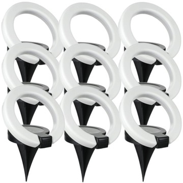 9x Lampka Solarna LED RING Wbijana Gruntowa Regulowana Czujnik Zmierzchu