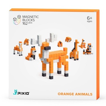 KLOCKI MAGNETYCZNE PIXIO ORANGE ANIMALS 162 SZT.