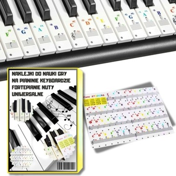 НАКЛЕЙКИ-НОТЫ для обучения игре на клавиатуре, буквенном фортепиано, ЦВЕТОВАЯ ДИАПАЗОНИЯ для клавиш