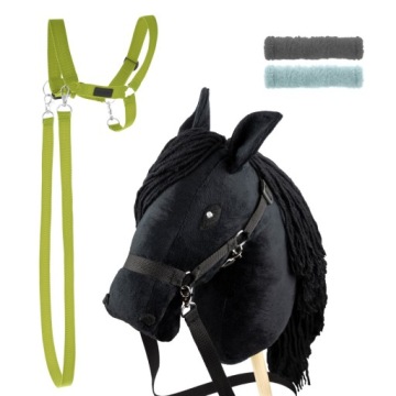 Набір Skippi - Hobby Horse чорний і додатковий недоуздок - світло-зелений