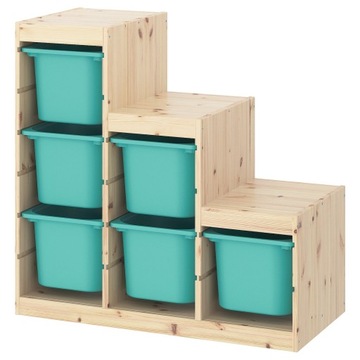 IKEA TROFAST regał BIAŁY 6 pojemników TURKUSOWY