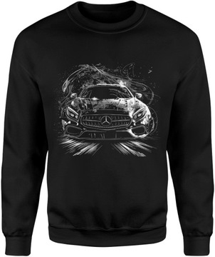 BLUZA MERCEDES MĘSKA Z NADRUKIEM AMG CZARNA ROZM S BEZ KAPTURA