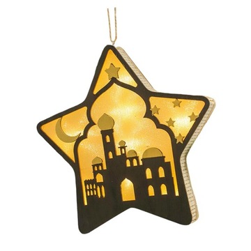 Drewniane Eid AL Adha Lights Dekoracyjna lampka nocna Lampa wisząca Styl C