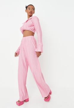 Missguided różowe plisowane proste spodnie L